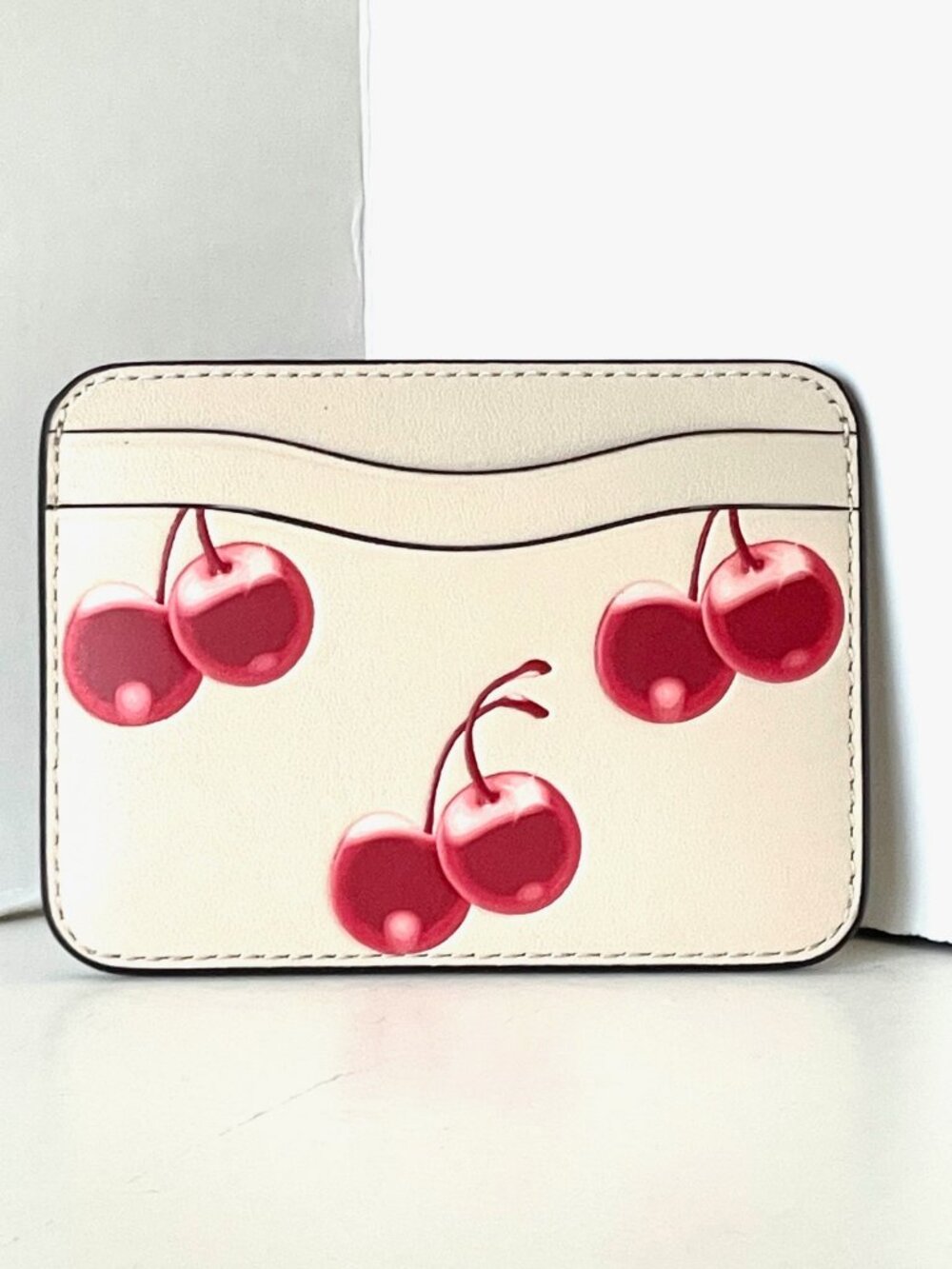 Coach Coachtopia Wavy Card Case Cherry Print Regenerative Leather CAA15